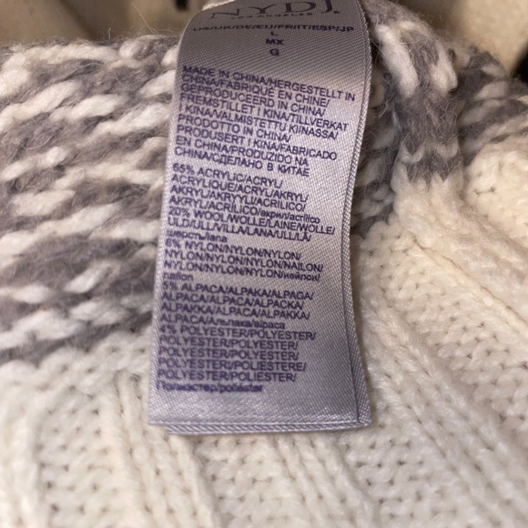 NYDJ L new Fairisle Cascade Cardigan Sweater  Black  cream  Acrylic/ Wool Blend - Picture 4 of 9